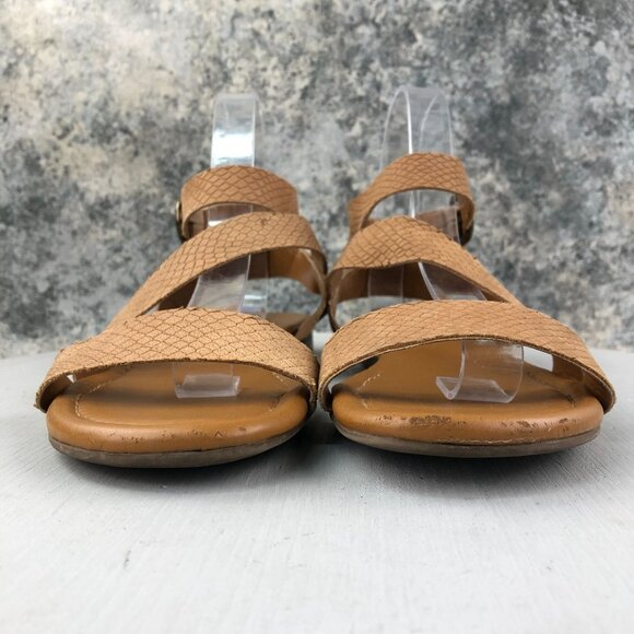 Franco Sarto Women's Size 7.5** Tan Leather Snake Embossed Flats Sandals - Picture 3 of 13